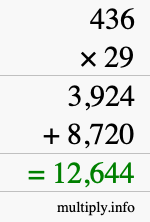 How to calculate 436 times 29 using long multiplication How to calculate 436 times 29 using long multiplication
