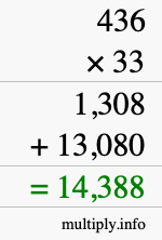 How to calculate 436 times 33 using long multiplication