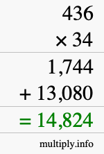 How to calculate 436 times 34 using long multiplication