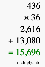 How to calculate 436 times 36 using long multiplication