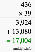 How to calculate 436 times 39 using long multiplication