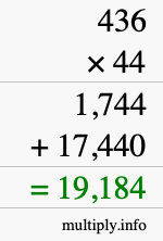 How to calculate 436 times 44 using long multiplication