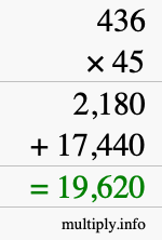 How to calculate 436 times 45 using long multiplication How to calculate 436 times 45 using long multiplication