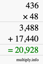 How to calculate 436 times 48 using long multiplication How to calculate 436 times 48 using long multiplication