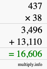 How to calculate 437 times 38 using long multiplication