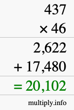 How to calculate 437 times 46 using long multiplication