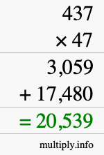How to calculate 437 times 47 using long multiplication