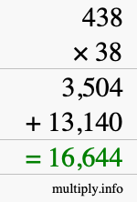 How to calculate 438 times 38 using long multiplication