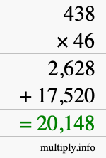 How to calculate 438 times 46 using long multiplication