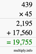 How to calculate 439 times 45 using long multiplication