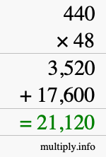 How to calculate 440 times 48 using long multiplication How to calculate 440 times 48 using long multiplication