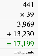 How to calculate 441 times 39 using long multiplication