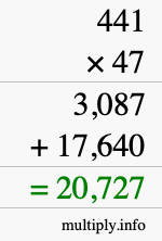 How to calculate 441 times 47 using long multiplication