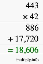 How to calculate 443 times 42 using long multiplication How to calculate 443 times 42 using long multiplication