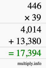 How to calculate 446 times 39 using long multiplication