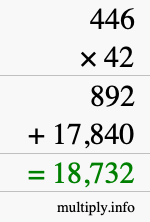 How to calculate 446 times 42 using long multiplication How to calculate 446 times 42 using long multiplication