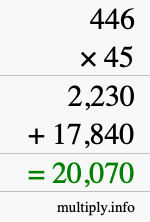 How to calculate 446 times 45 using long multiplication How to calculate 446 times 45 using long multiplication