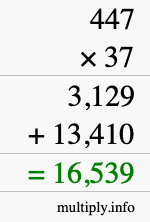 How to calculate 447 times 37 using long multiplication How to calculate 447 times 37 using long multiplication