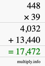 How to calculate 448 times 39 using long multiplication