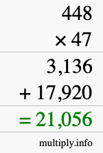 How to calculate 448 times 47 using long multiplication