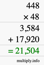 How to calculate 448 times 48 using long multiplication