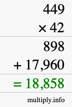 How to calculate 449 times 42 using long multiplication How to calculate 449 times 42 using long multiplication
