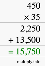 How to calculate 450 times 35 using long multiplication How to calculate 450 times 35 using long multiplication