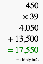 How to calculate 450 times 39 using long multiplication