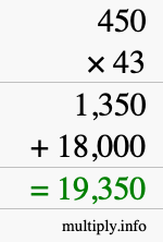 How to calculate 450 times 43 using long multiplication How to calculate 450 times 43 using long multiplication