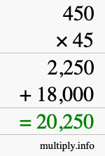 How to calculate 450 times 45 using long multiplication How to calculate 450 times 45 using long multiplication