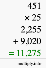 How to calculate 451 times 25 using long multiplication How to calculate 451 times 25 using long multiplication