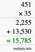 How to calculate 451 times 35 using long multiplication How to calculate 451 times 35 using long multiplication