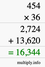 How to calculate 454 times 36 using long multiplication How to calculate 454 times 36 using long multiplication