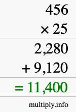 How to calculate 456 times 25 using long multiplication How to calculate 456 times 25 using long multiplication