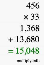 How to calculate 456 times 33 using long multiplication