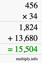 How to calculate 456 times 34 using long multiplication How to calculate 456 times 34 using long multiplication