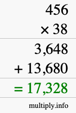 How to calculate 456 times 38 using long multiplication