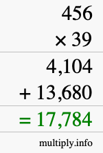How to calculate 456 times 39 using long multiplication