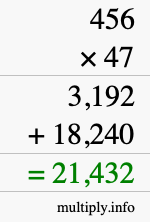How to calculate 456 times 47 using long multiplication