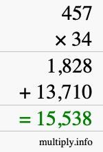 How to calculate 457 times 34 using long multiplication How to calculate 457 times 34 using long multiplication