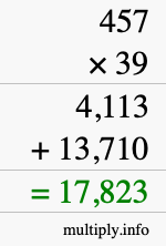How to calculate 457 times 39 using long multiplication