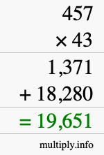 How to calculate 457 times 43 using long multiplication How to calculate 457 times 43 using long multiplication