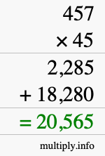 How to calculate 457 times 45 using long multiplication How to calculate 457 times 45 using long multiplication