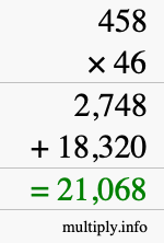 How to calculate 458 times 46 using long multiplication