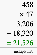 How to calculate 458 times 47 using long multiplication