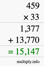 How to calculate 459 times 33 using long multiplication