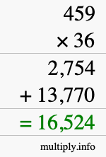 How to calculate 459 times 36 using long multiplication How to calculate 459 times 36 using long multiplication