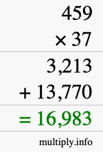 How to calculate 459 times 37 using long multiplication