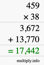 How to calculate 459 times 38 using long multiplication