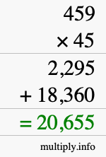 How to calculate 459 times 45 using long multiplication How to calculate 459 times 45 using long multiplication